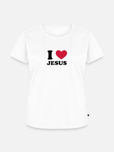 I love Jesus - Frauen Premium Bio T-Shirt - Weiß