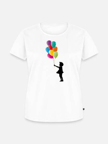 Mädchen mit bunten Luftballons - Frauen Premium Bio T-Shirt - Weiß