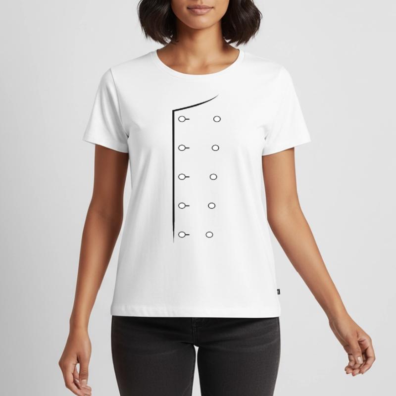 Code de chef Uniforme de Chef Dessin en ligne de Chef Veste de chef T-shirt Premium bio Femme