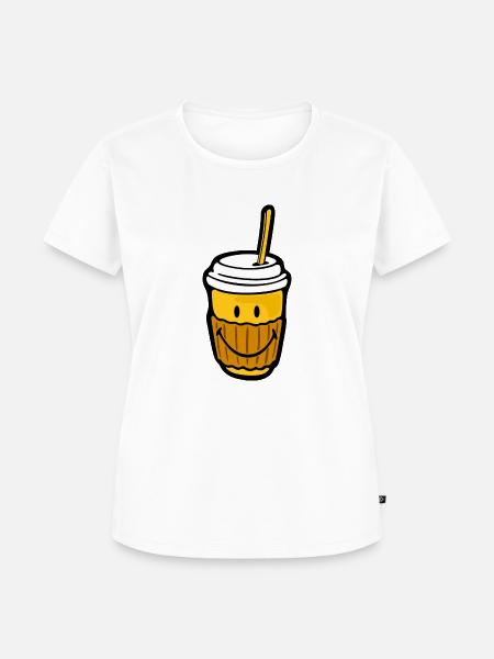 Smiley Coffee Take Away - Frauen Premium Bio T-Shirt - Weiß