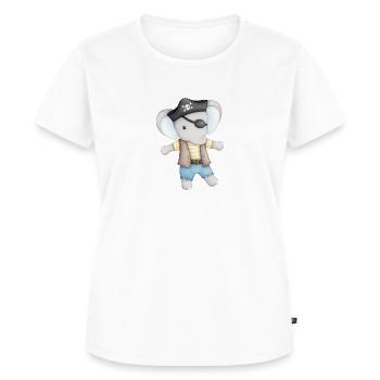 schattige olifant als piraat - Vrouwen Premium Bio T-shirt - wit - Voor - AI Model Female 172 dark (172cm)