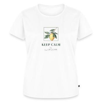 Keep Calm & Slow Down - Frauen Premium Bio T-Shirt - Weiß - Vorne - AI Model Female 172 dark (172cm)