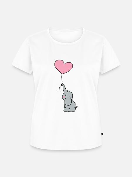 Elefant Herz Luftballon - Frauen Premium Bio T-Shirt - Weiß