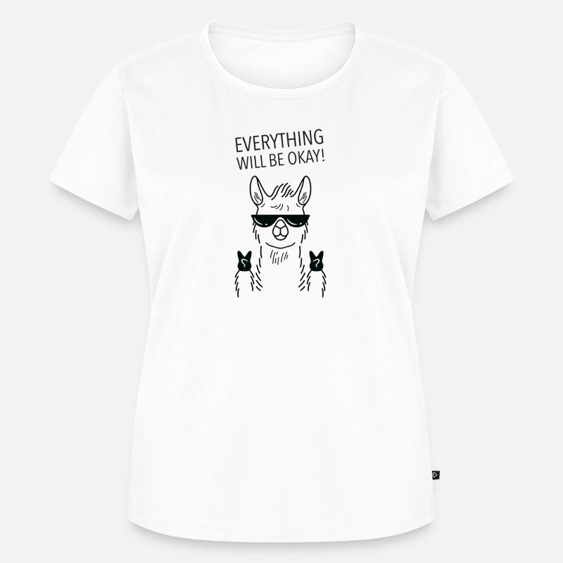 Everything Will Be Okay, Llama Alpaca - Frauen Premium Bio T-Shirt - Weiß