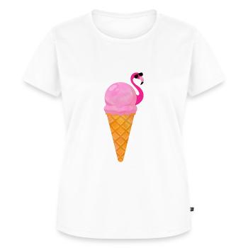 Ice cream Waffeleis Eiskugel Flamingo Eis - Frauen Premium Bio T-Shirt - Weiß - Vorne - AI Model Female 172 dark (172cm)
