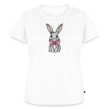 Süßer Osterhase mit rosa Schleife - Frauen Premium Bio T-Shirt - Weiß - Vorne - AI Model Female 172 dark (172cm)