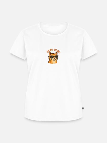 Bleib cool Katze - Frauen Premium Bio T-Shirt - Weiß