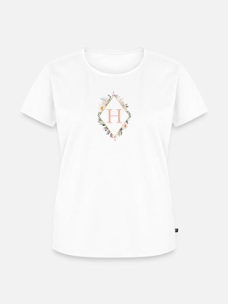 H Monogramm , Floral, Boho - Frauen Premium Bio T-Shirt - Weiß