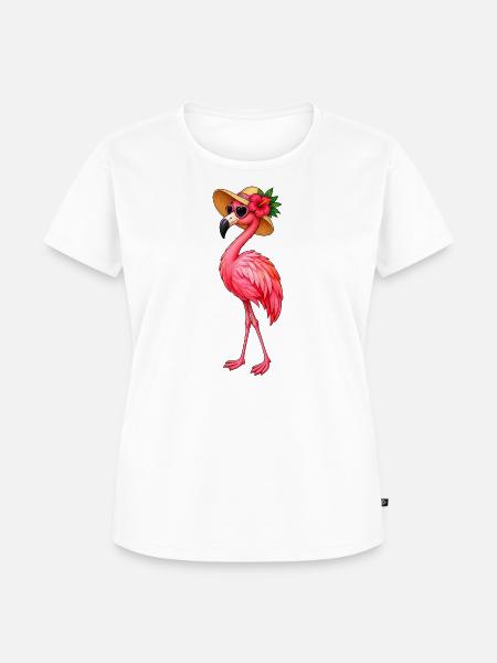 Flamingo Sommerhut Flair - Frauen Premium Bio T-Shirt - Weiß