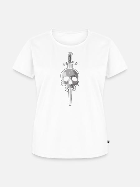 Totenkopf mit Dolch - Tattoo Stil - Frauen Premium Bio T-Shirt - Weiß