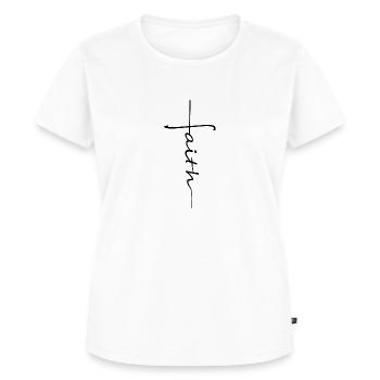 Kreuz faith - Frauen Premium Bio T-Shirt - Weiß - Vorne - AI Model Female 172 dark (172cm)