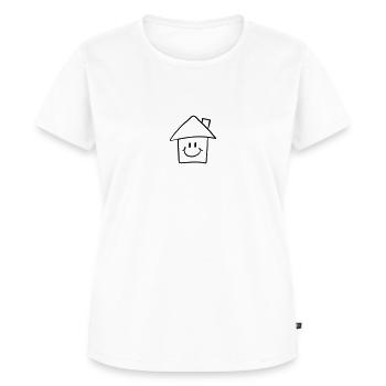 Lustiges Comic Smiley Haus - Frauen Premium Bio T-Shirt - Weiß - Vorne - AI Model Female 172 dark (172cm)