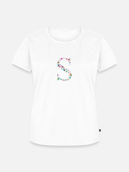 Personalisierbar Monogramm S Herzmuster - Frauen Premium Bio T-Shirt - Weiß