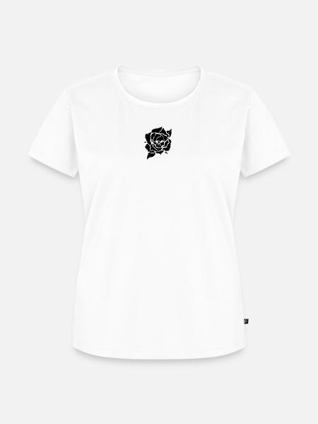 Totenkopf in blühender Rose - Frauen Premium Bio T-Shirt - Weiß