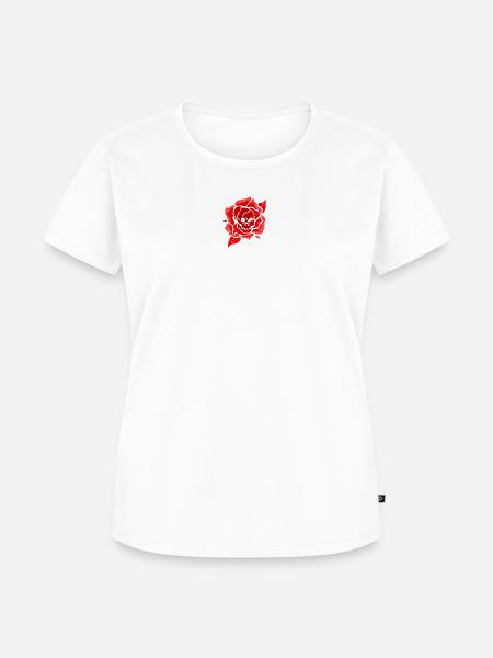 Rote Rose mit Totenkopf - Frauen Premium Bio T-Shirt - Weiß