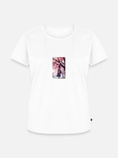 Mädchen unter Kirschbaum - Frauen Premium Bio T-Shirt - Weiß