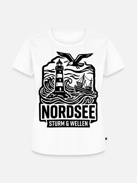 Nordsee Sturm und Wellen - Frauen Premium Bio T-Shirt - Weiß