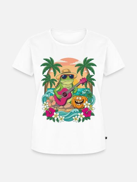 Pumpkin Lizard Rock Halloween Tropical - Frauen Premium Bio T-Shirt - Weiß