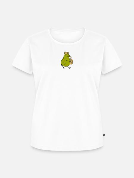 Frosch spielt Saxophon - Jazz Cartoon - Frauen Premium Bio T-Shirt - Weiß