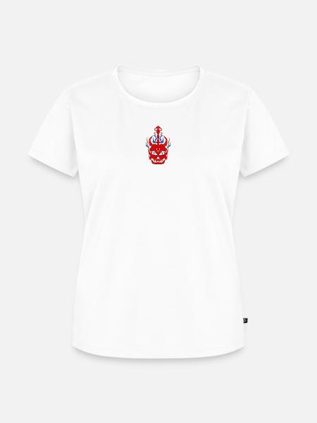 Roter Daemonenschaedel mit Flammen - Frauen Premium Bio T-Shirt - Weiß