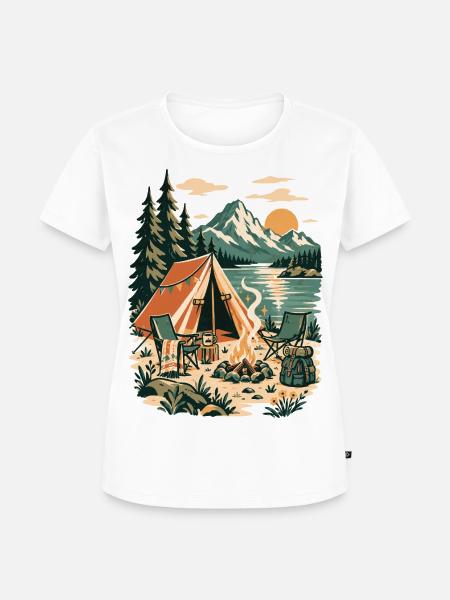 Waldcamping am Bergsee - Frauen Premium Bio T-Shirt - Weiß