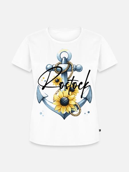 Meeresanker mit Sonnenblumenmotiven - Frauen Premium Bio T-Shirt - Weiß
