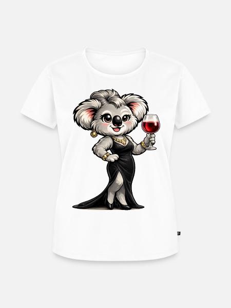 Koala-Dame im Abendkleid mit Rotwein - Frauen Premium Bio T-Shirt - Weiß
