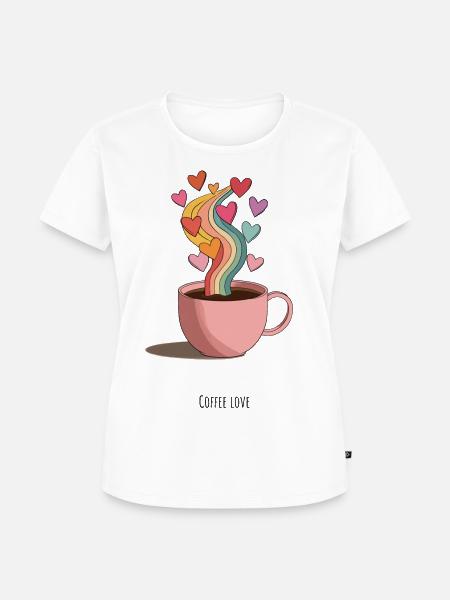 KaffeeLiebe Regenbogen Dampf - Frauen Premium Bio T-Shirt - Weiß