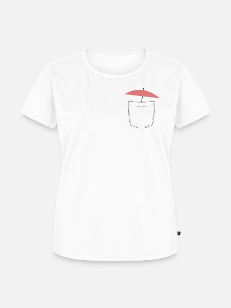 Brusttasche mit Sonnenschirm - Frauen Premium Bio T-Shirt - Weiß