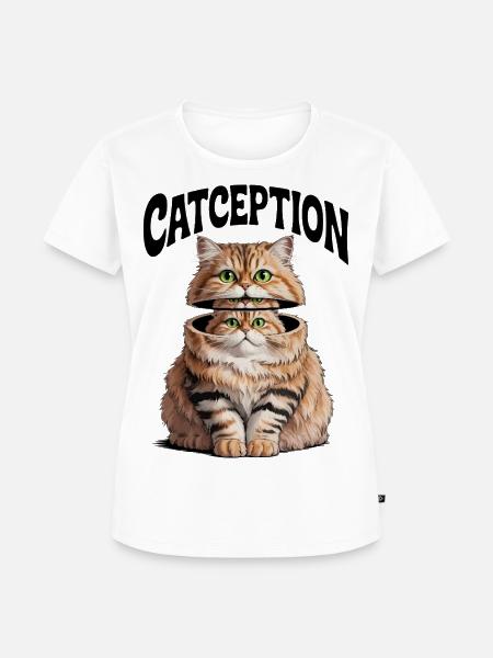 Geteiltes Katzenduo-Porträt - Frauen Premium Bio T-Shirt - Weiß