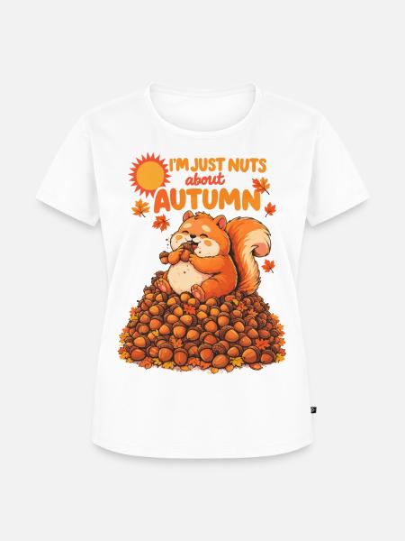 Nuts About Autumn | Dickes Eichhörnchen Design - Frauen Premium Bio T-Shirt - Weiß
