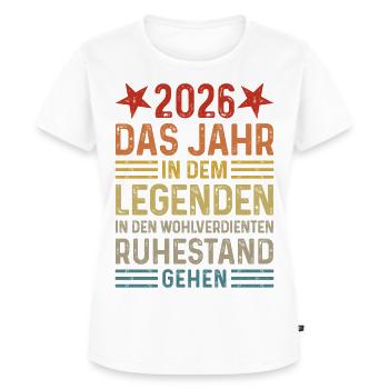 2026 Legende Ruhestand Rentner Pensionär Geschenk - Frauen Premium Bio T-Shirt - Weiß - Vorne - AI Model Female 172 dark (172cm)