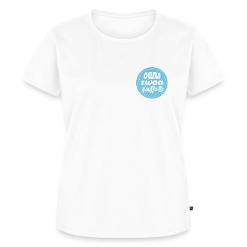 Oans zwoa gsuffa! - Frauen Premium Bio T-Shirt - Weiß - Vorne - AI Model Female 172 dark (172cm)