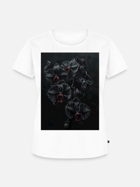 Schwarze  Gothic Orchideen  - Frauen Premium Bio T-Shirt - Weiß