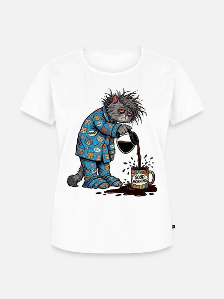 Good Morning Katze - Frauen Premium Bio T-Shirt - Weiß