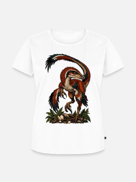 Bunter Urvogel-Raptor auf Dunkel - Frauen Premium Bio T-Shirt - Weiß