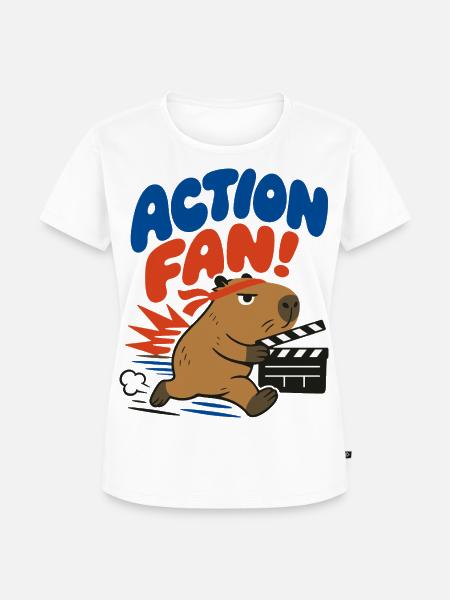 Action Fan – Capybara mit Filmklappe - Frauen Premium Bio T-Shirt - Weiß