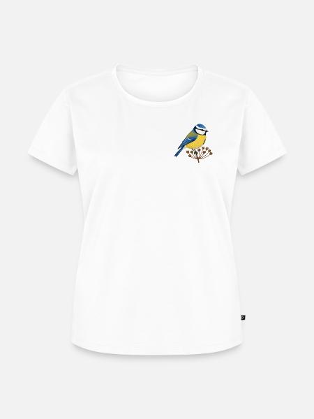 Blaumeise auf Samenstand – Gartenvogel - Frauen Premium Bio T-Shirt - Weiß