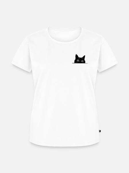 Guckende Katze schwarz - Frauen Premium Bio T-Shirt - Weiß