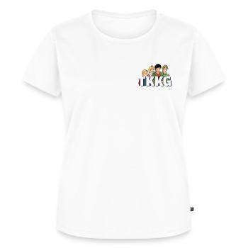 TKKG Logo Mit Der Bande - Frauen Premium Bio T-Shirt - Weiß - Vorne - AI Model Female 172 dark (172cm)