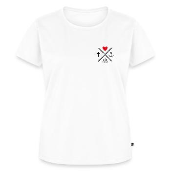 faith hope love (3) glaube liebe hoffnung, schwarz - Frauen Premium Bio T-Shirt - Weiß - Vorne - AI Model Female 172 dark (172cm)