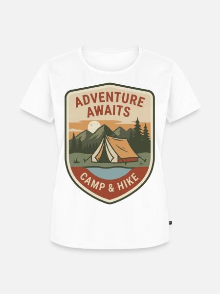 Abenteuer wartet: Camp & Hike - Frauen Premium Bio T-Shirt - Weiß
