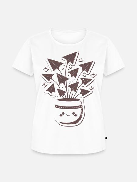 Papierflieger Blütenstrauß Topf - Frauen Premium Bio T-Shirt - Weiß