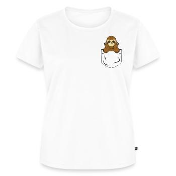 Faultier in Brusttasche - Frauen Premium Bio T-Shirt - Weiß - Vorne - AI Model Female 172 dark (172cm)