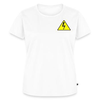 High voltage sign current Warning sign yellow - Women's Premium Organic T-shirt - white - Front - AI Model Female 172 dark (172cm)