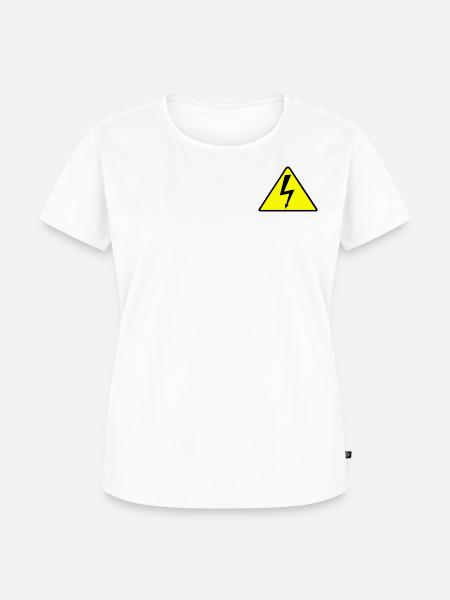 Signe haute tension de courant panneau d’avertissement jaune - T-shirt Premium bio Femme - blanc