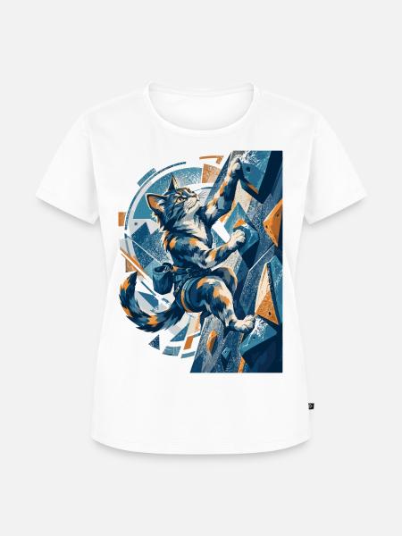 Abstrakte Boulder-Katze beim Klettern Design - Frauen Premium Bio T-Shirt - Weiß