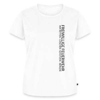 Freiwillige Feuerwehr Wir RETTEN - LÖSCHEN - .. - Frauen Premium Bio T-Shirt - Weiß - Vorne - AI Model Female 172 dark (172cm)