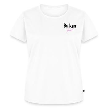 Balkan Girl Majica, novi trend sa balkana - Frauen Premium Bio T-Shirt - Weiß - Vorne - AI Model Female 172 dark (172cm)
