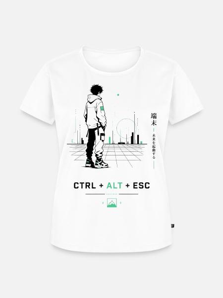 Cyberstadt Wanderer Hoodie - Frauen Premium Bio T-Shirt - Weiß